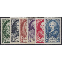 Célébrités 1949, timbres de France N°853-858 série neuf**.