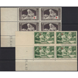 Croix-Rouge timbres de France N°459-460 série en bloc coin daté neuf**.