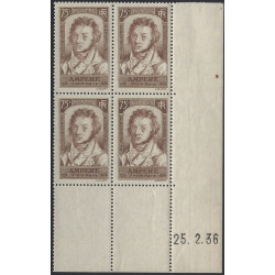 Ampère timbre de France N°310 bloc coin daté neuf**.