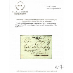 Marque postale LES ROSIERS annulée à la plume sur lettre pour Paris, An 8.
