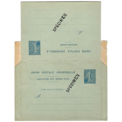Projet de Carte-Lettre UPU Semeuse lignée Spécimen, R.
