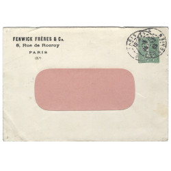 Enveloppe TSC 15c. Semeuse lignée "Fenwick Frères" 1905, R.