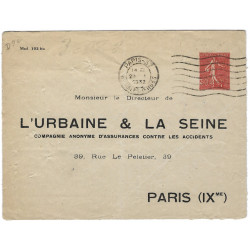 Enveloppe TSC 50c. Semeuse lignée "L'Urbaine et la Seine" 1932, R.