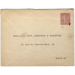 Enveloppe TSC 10c. Semeuse lignée "Pavy Andriveau" 1902, R.