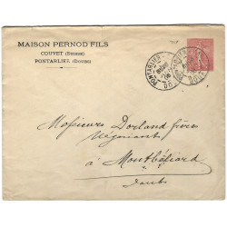 Enveloppe TSC 10c. Semeuse lignée "Maison Pernod Fils" 1906, R.