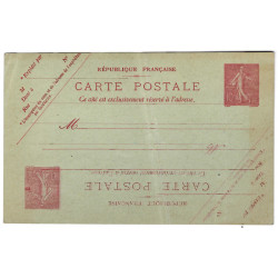 Carte postale 10c. Semeuse lignée double impression tête bêche, R.