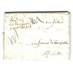 Marque manuscrite "Sept sols sur la paquet pour le port" sur lettre datée de 1673. R