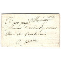 Marque manuscrite "por payé" sur lettre de St Lo datée de 1722.