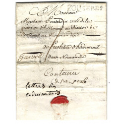Marque manuscrite "Déb de St Lo" sur lettre de Fougères 1783.