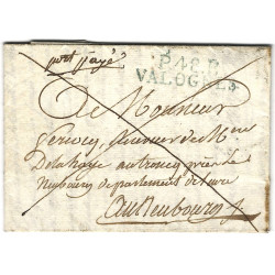 P.48.P. / VALOGNES bleu sur lettre avec DÉB.48 / ST LO 1785.