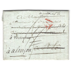 Marque manuscrite "acquitté à St Lo" sur lettre de Paris 1807.