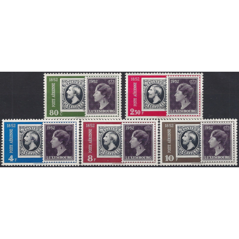 Timbres poste aérienne de Luxembourg N°16-20 série neuf**.