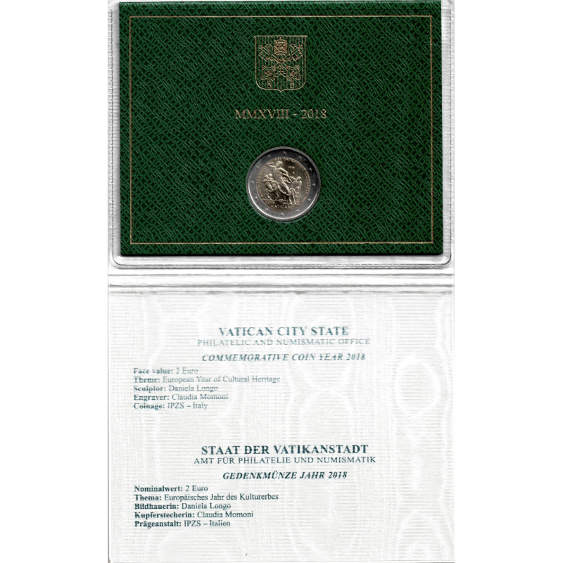 2 euros commémorative Vatican 2018 - Patrimoine culturel en coffret BU.