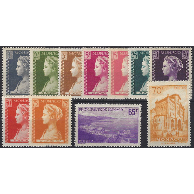 Monaco timbres d'année 1957 complète N°478-488 neuf**.