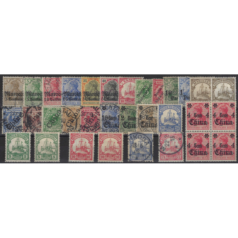 Colonies Allemandes sélection de timbres neufs et oblitérés.