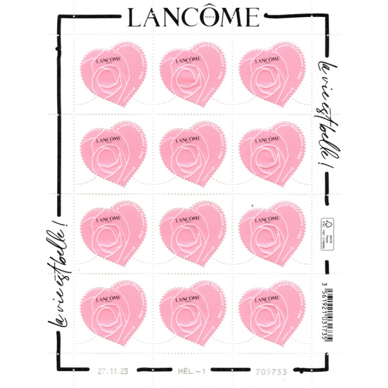 Feuillet de 12 timbres Cœur Lancôme N°5743 neuf**.