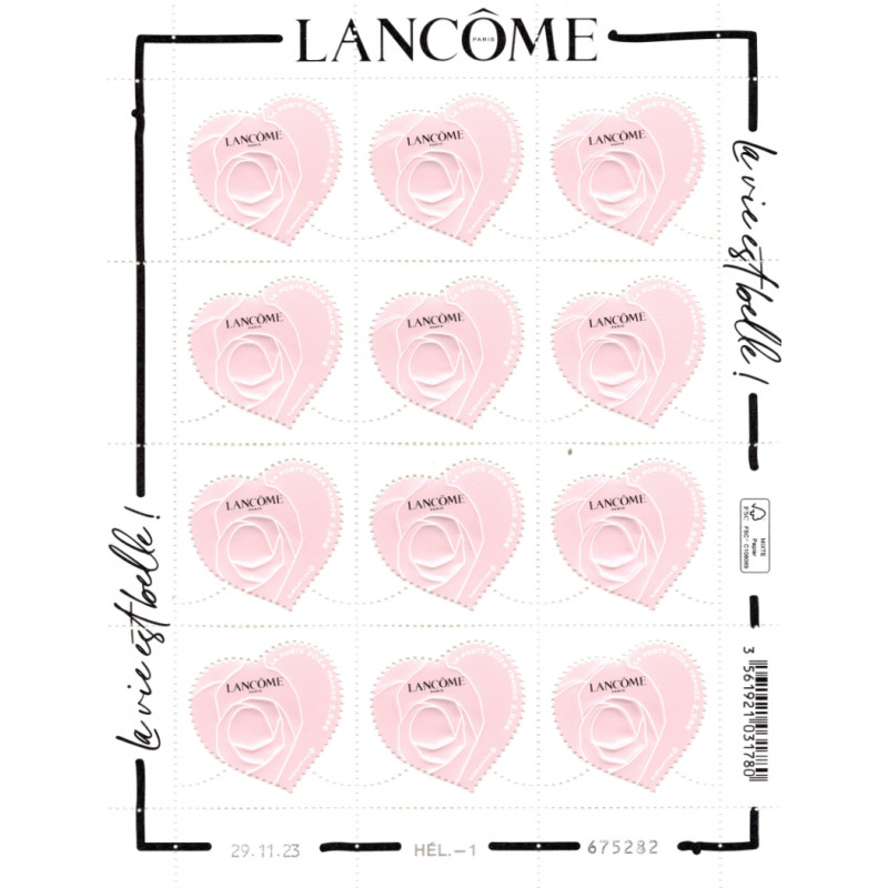Feuillet de 12 timbres Cœur Lancôme N°5744 neuf**.