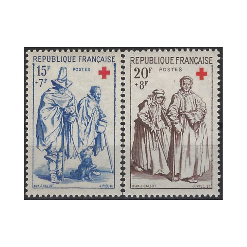 Croix-Rouge 1957 timbres de France N°1140-1141 série neuf**.
