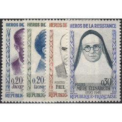 Héros de la Résistance timbres de France N°1288-1291 série neuf**.