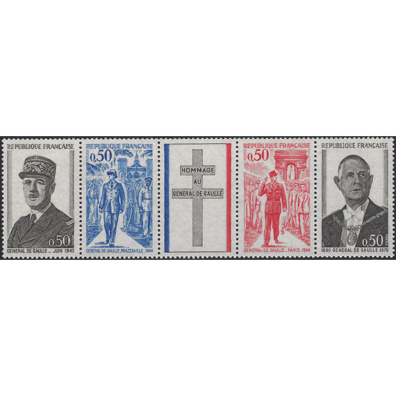 Bande Général de Gaulle de 4 timbres N°1698A neuf**.