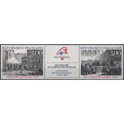Bicentenaire de la Révolution triptyque de timbres N°T2538A neuf**.