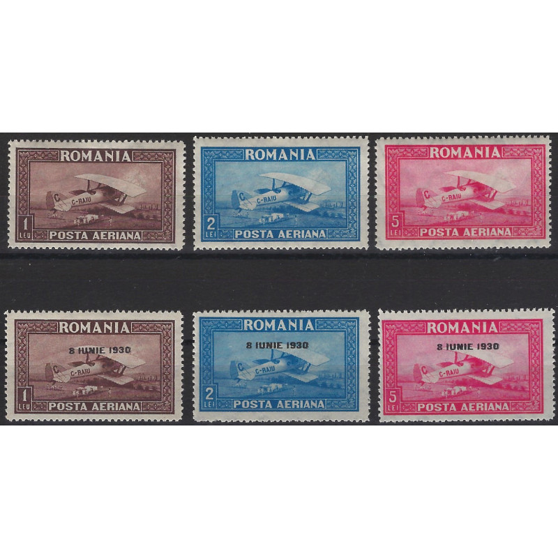 Timbres poste aérienne de Roumanie N°1-6 série neuf*.