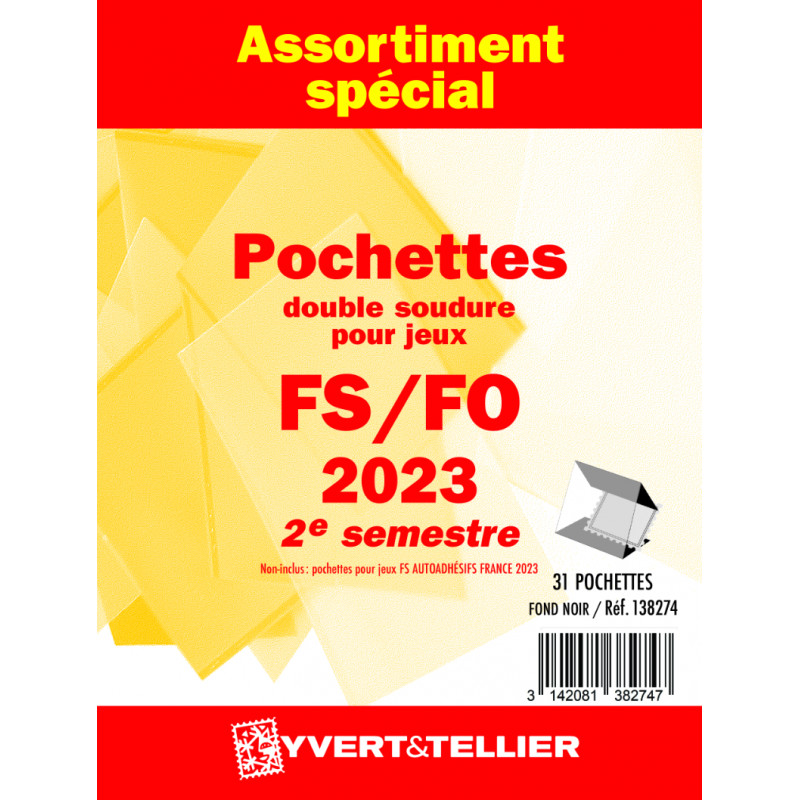 Assortiment de pochettes pour jeux FO/FS France 2023 deuxième semestre.