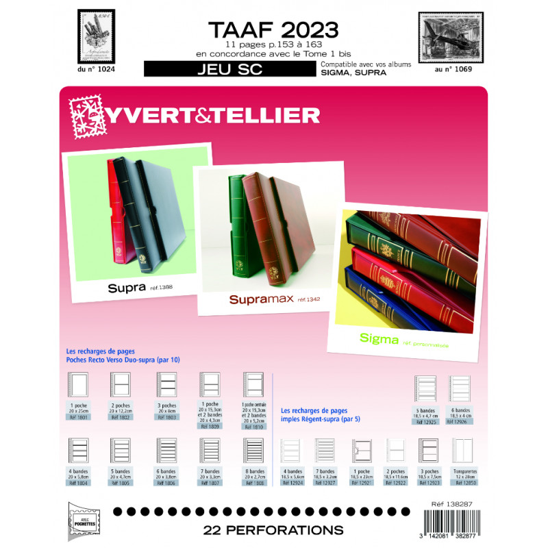 Jeux SC Yvert timbres des T.A.A.F. 2023.