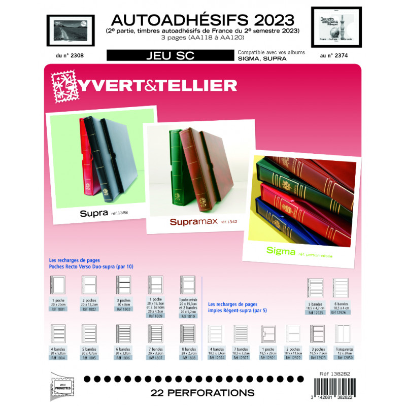 Jeux SC France timbres autoadhésifs 2023 deuxième semestre.