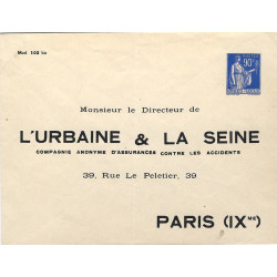 Enveloppe TSC 90c Paix "L'Urbaine et la Seine", R.