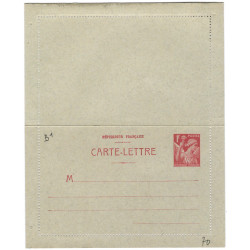 Carte-Lettre type Iris 1franc rouge 1940.