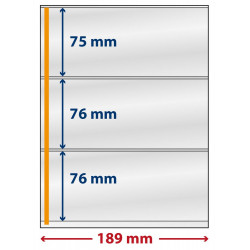 Feuilles plastique Lindner-T freestyle à 3 bandes pour carnets de timbres.