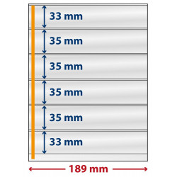 Feuilles plastiques Lindner-T freestyle à 6 bandes pour timbres-poste.