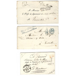 Lot de 3 plis avec marques postales de Versailles 1833-1838.