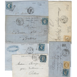 Lot de 6 lettres avec marques postales des Gares 1866-1873. R