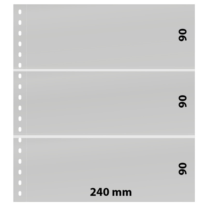 Feuilles transparentes Lindner à 3 poches pour billets de banque. (851)