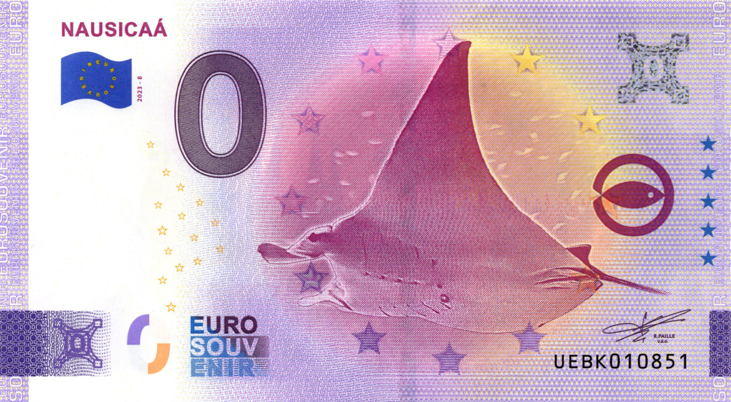 Billet Euro souvenir Raie Manta 2023. - Philantologie