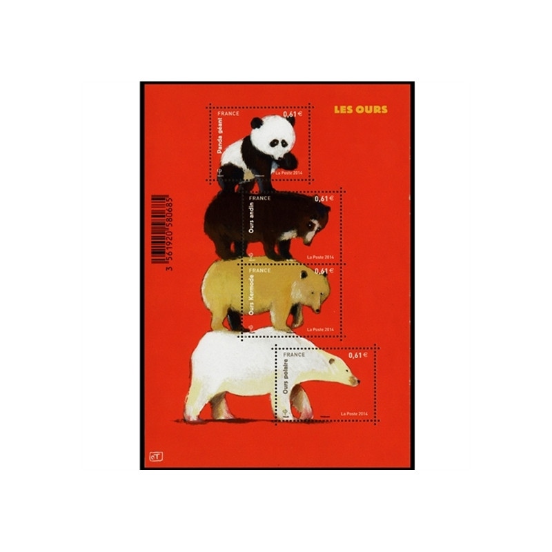 Feuillet de 4 timbres Les ours N°F4844 neuf**.