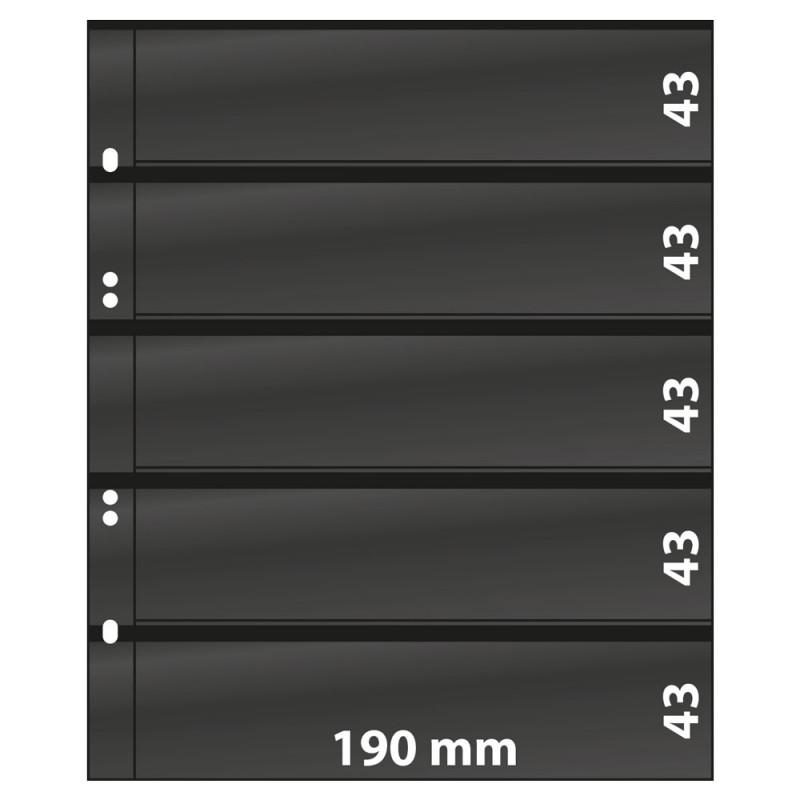 Feuilles Multi Collect Lindner noires à 5 bandes pour timbres-poste.