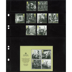 Feuilles Multi Collect Lindner noires à 4 bandes pour timbres-poste.