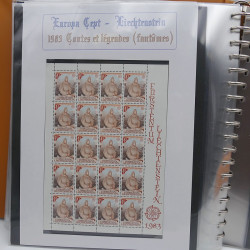 Collection feuillet de timbres Liechtenstein Europa 1961-1999 en 2 albums.