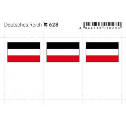 Feuillet de drapeaux Empire Allemand en couleurs pour reliures.