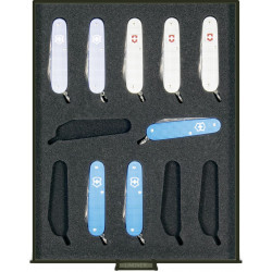 Vitrine pour présenter 12 couteaux Suisse Victorinox 84mm.