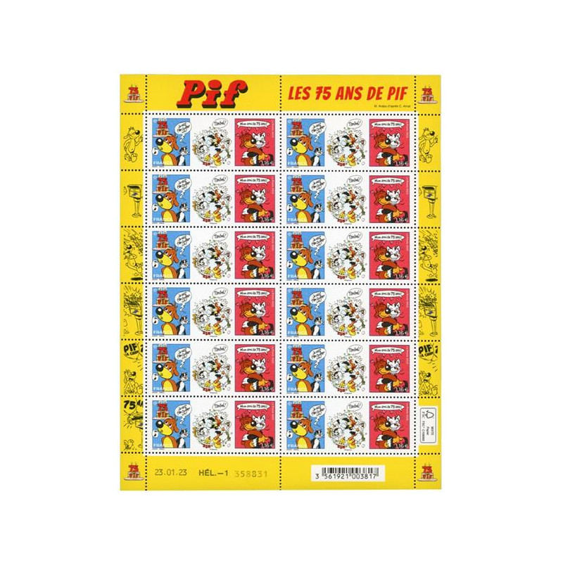 Timbre Pif le chien en feuillet de France N°F94 neuf**.