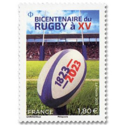 Timbre Bicentenaire du rugby à 15 en feuillet de France N°F112 neuf**.