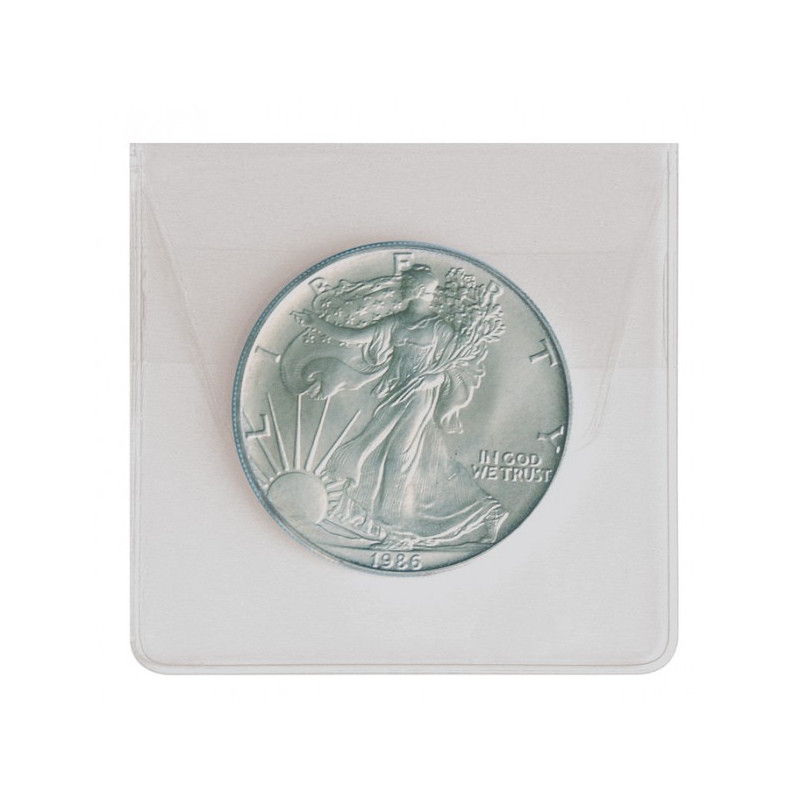 Étuis numismatiques PVC pour monnaies jusqu'à 60 mm - paquet de 100.