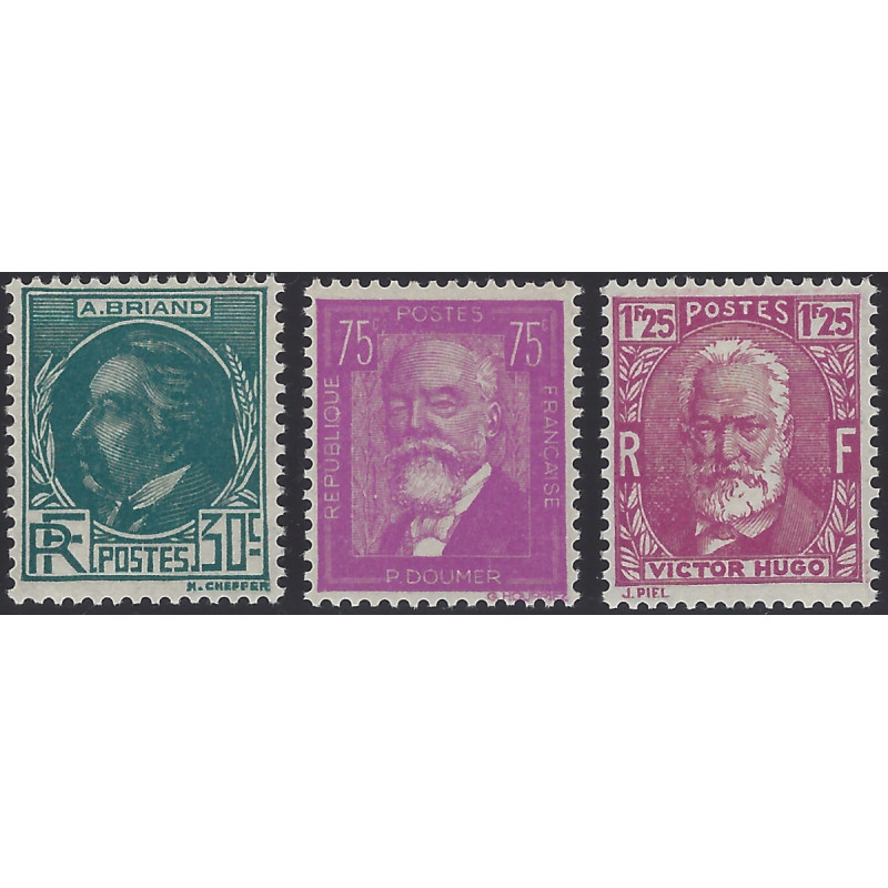 Célébrités timbres de France N°291-293 série neuf**.