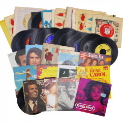 Lot de 84 Vinyles 45 tours, Tubes des années 1960-1980, variété française.