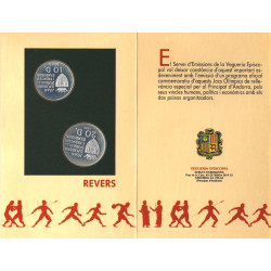 Série monétaire Andorre FDC argent de 10 à 20 Diners - Jeux Olympiques 1989.