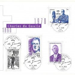 Feuillet de 4 timbres Charles de Gaulle F5446 oblitéré premier jour.